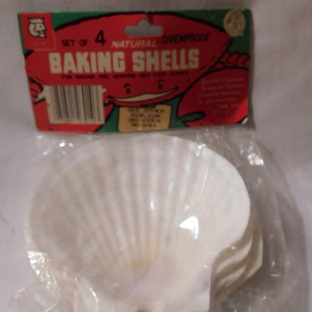 Vintage KITCHEN KING Natural Ovenproof Clam Baking Shells 1979 Sealed Package